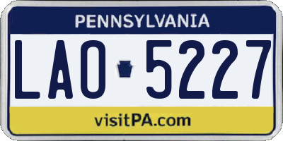 PA license plate LAO5227