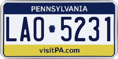PA license plate LAO5231