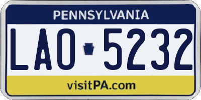 PA license plate LAO5232