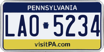 PA license plate LAO5234