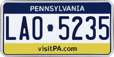 PA license plate LAO5235