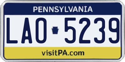 PA license plate LAO5239
