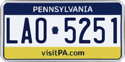 PA license plate LAO5251