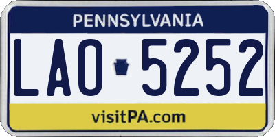 PA license plate LAO5252