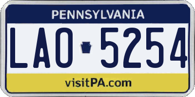 PA license plate LAO5254