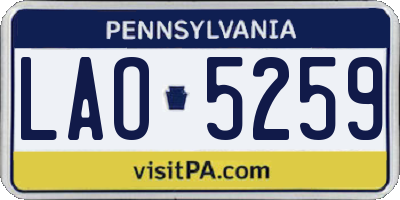 PA license plate LAO5259