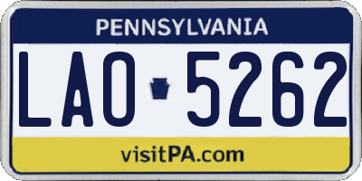 PA license plate LAO5262