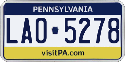 PA license plate LAO5278