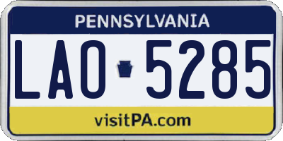 PA license plate LAO5285
