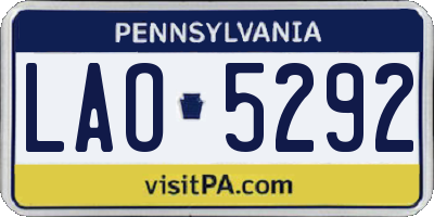 PA license plate LAO5292