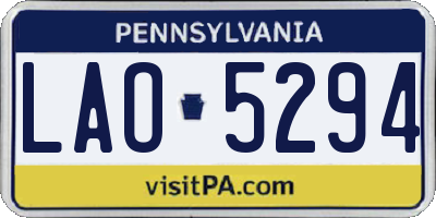 PA license plate LAO5294