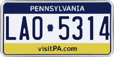 PA license plate LAO5314