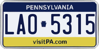 PA license plate LAO5315