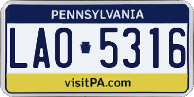 PA license plate LAO5316