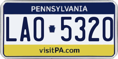 PA license plate LAO5320