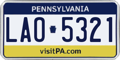 PA license plate LAO5321