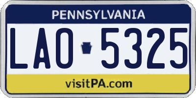 PA license plate LAO5325