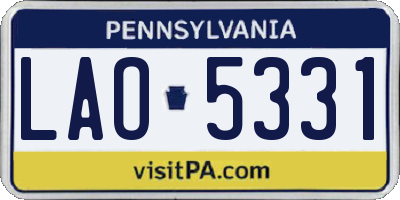 PA license plate LAO5331
