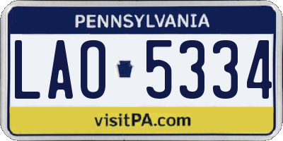 PA license plate LAO5334