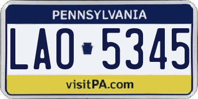 PA license plate LAO5345
