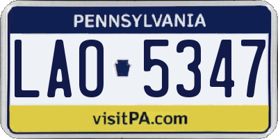 PA license plate LAO5347