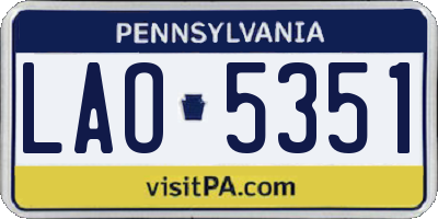 PA license plate LAO5351