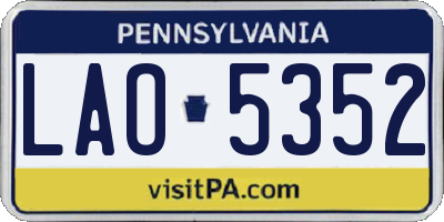 PA license plate LAO5352