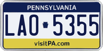 PA license plate LAO5355