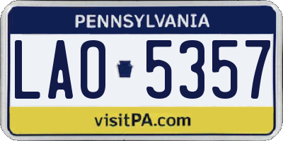 PA license plate LAO5357