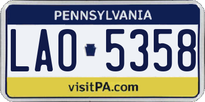 PA license plate LAO5358