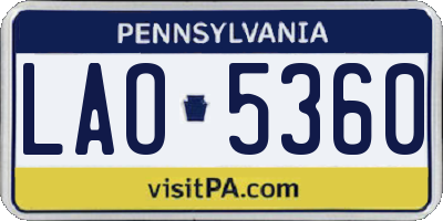 PA license plate LAO5360