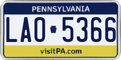 PA license plate LAO5366
