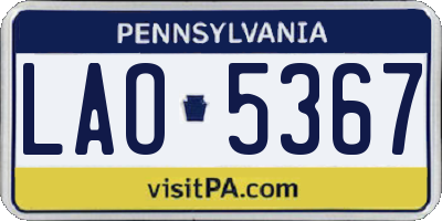 PA license plate LAO5367