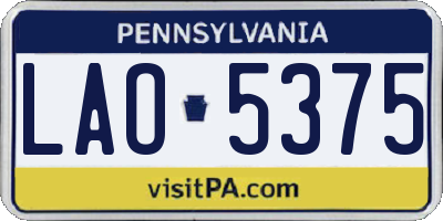 PA license plate LAO5375