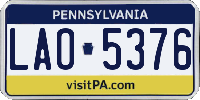 PA license plate LAO5376