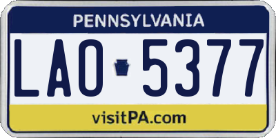 PA license plate LAO5377