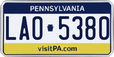 PA license plate LAO5380
