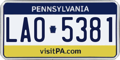 PA license plate LAO5381