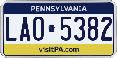 PA license plate LAO5382