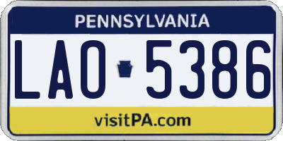 PA license plate LAO5386
