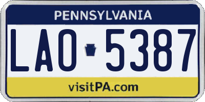 PA license plate LAO5387