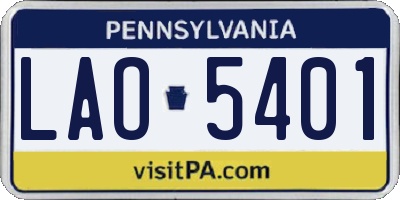 PA license plate LAO5401