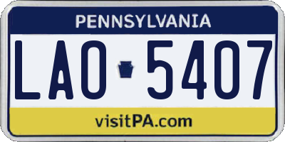 PA license plate LAO5407