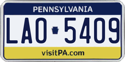 PA license plate LAO5409