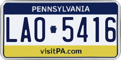 PA license plate LAO5416