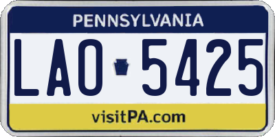 PA license plate LAO5425