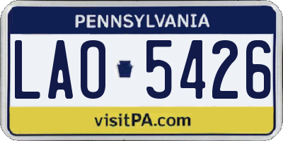 PA license plate LAO5426