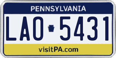 PA license plate LAO5431