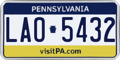 PA license plate LAO5432