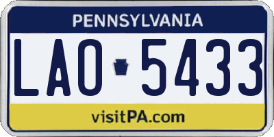 PA license plate LAO5433
